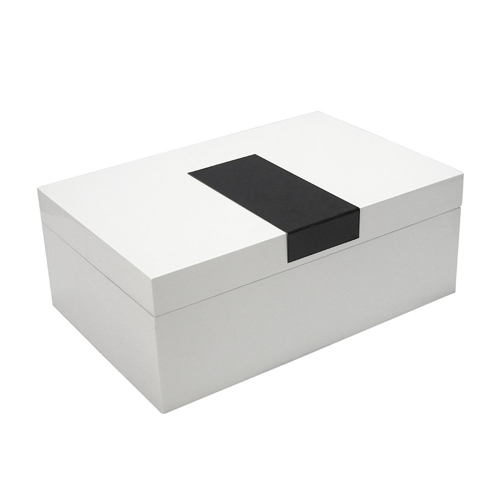 caixa madeira branca comfaixa prata G cod 8479 M cod 8480